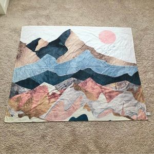 Coral Sunrise Mountain Nature Desert Tapestry Wall Hanging for Living Room